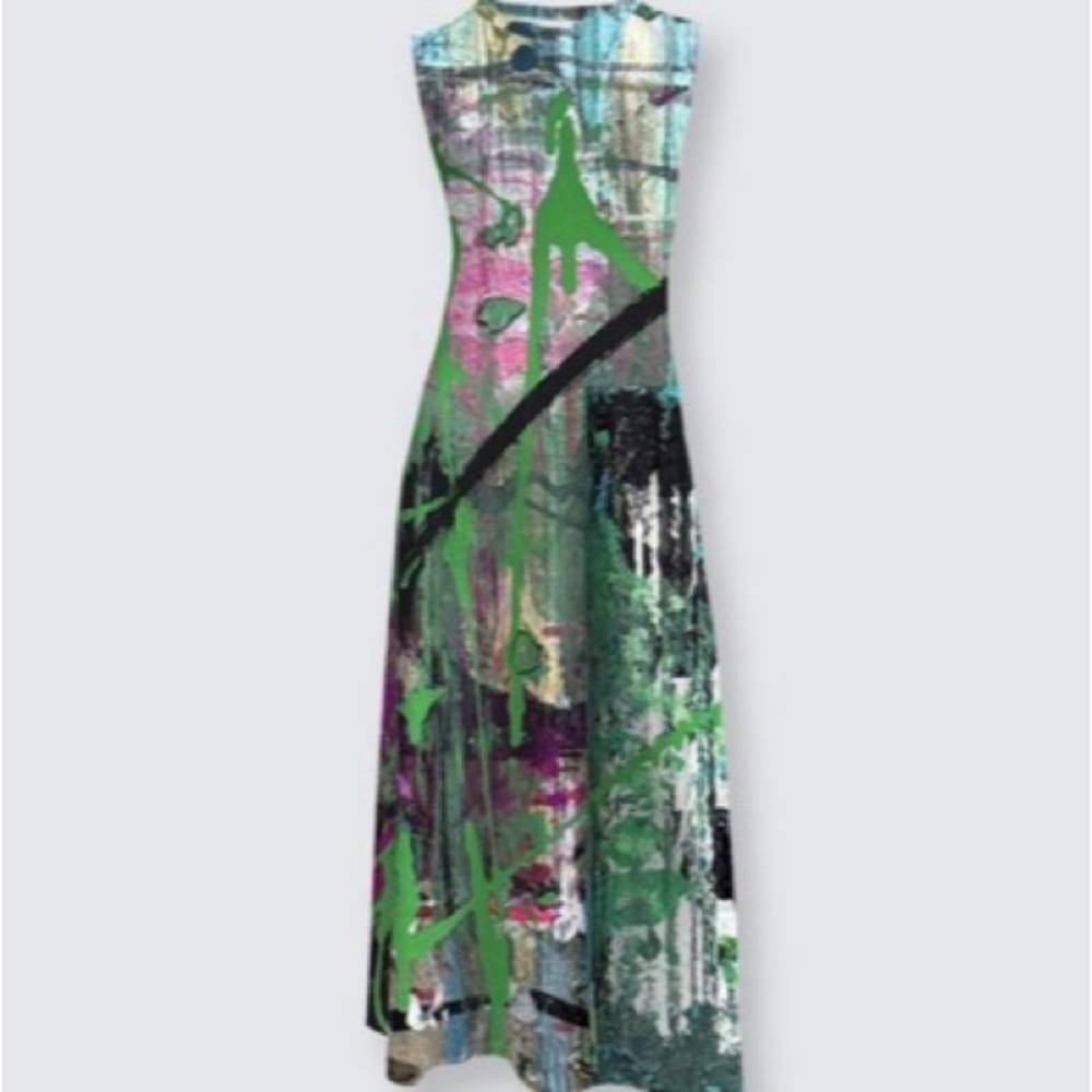 New! Abstract Print Maxi Dress